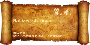 Matkovich Andor névjegykártya
